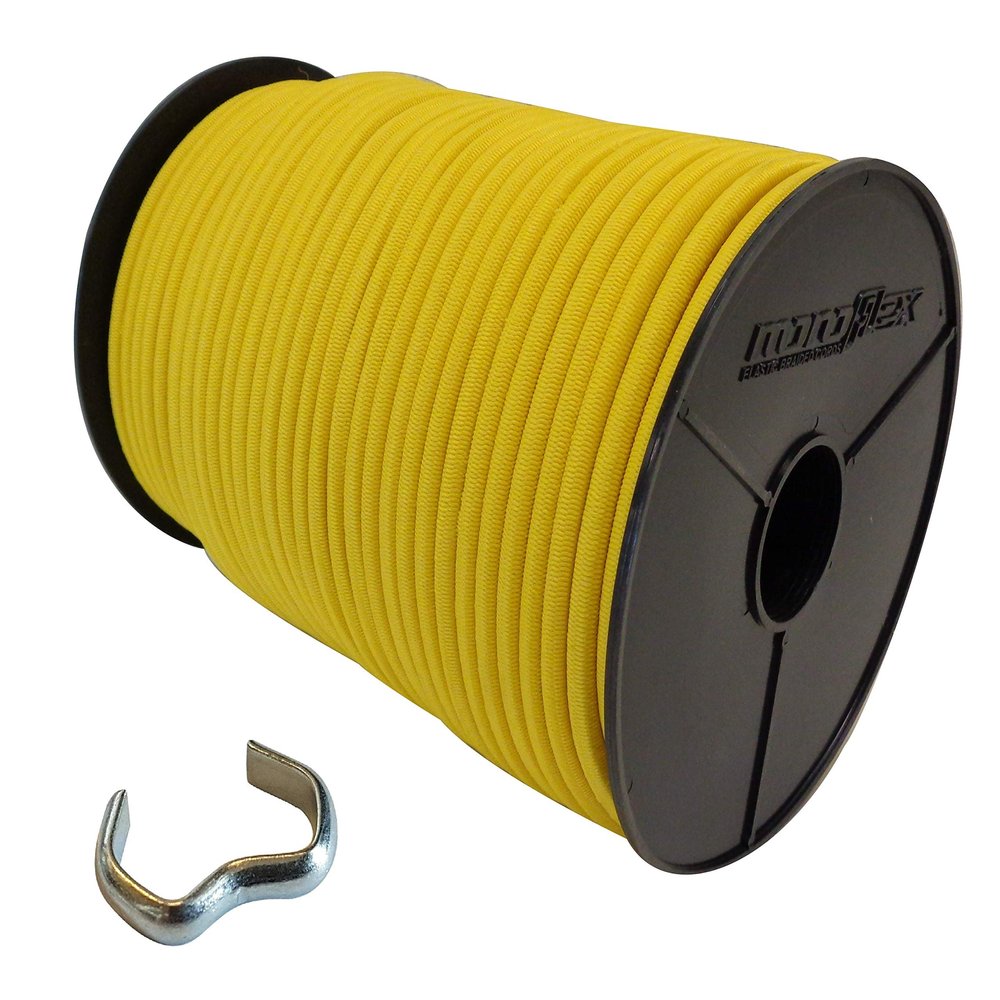 6 mm Bungee Cord, 10 m, with 30 Cord Clamps, Yellow
