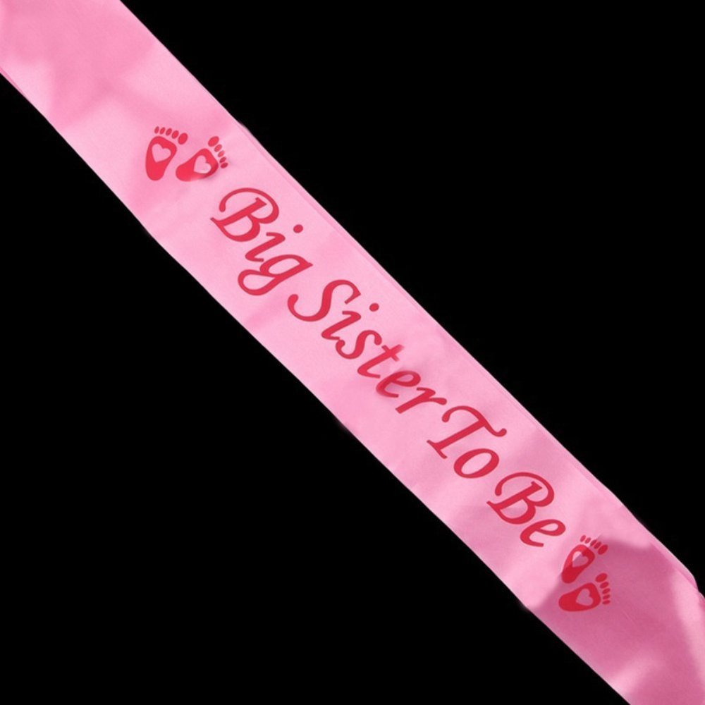 Bodhi2000 Satin Sash for Baby Shower, Pink, Big Sister To Be