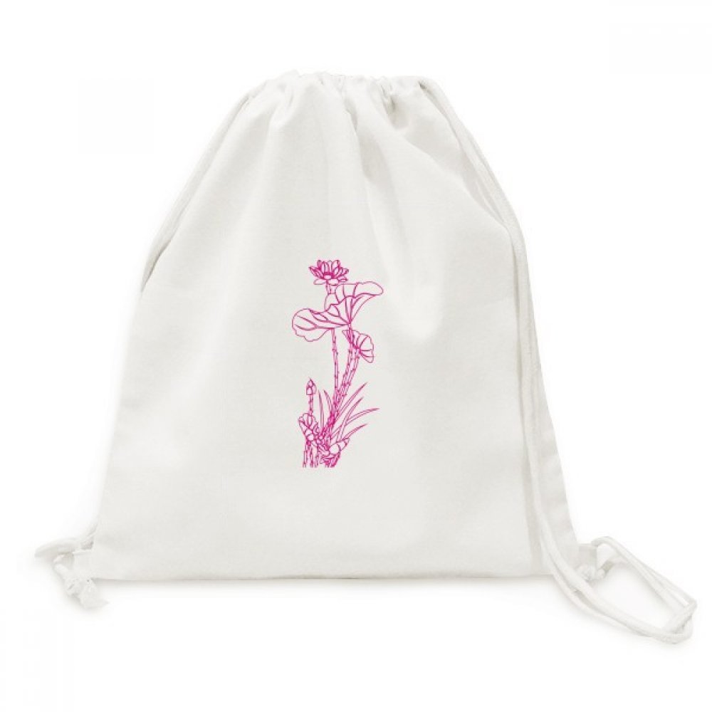 DIYthinker Lotus Leaf Lotus Flower Reed Plant Canvas Backpack Travel Shopping Bag