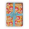 Kartenkaufrausch Set of 4 Sheets: 1970s Orange Art Nouveau Floral Gift Wrapping Paper, 32 x 48 cm view 1