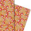 Kartenkaufrausch Set of 4 Sheets: 1970s Orange Art Nouveau Floral Gift Wrapping Paper, 32 x 48 cm view 2