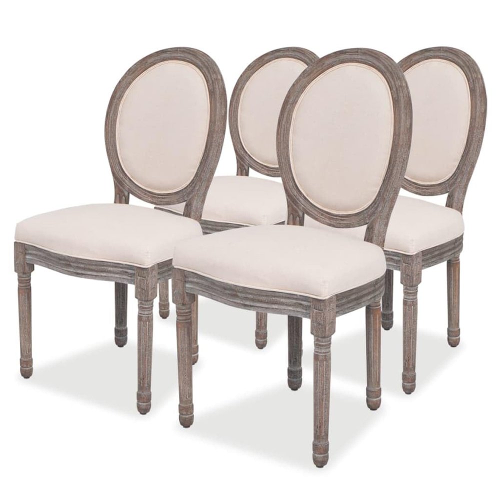 vidaXL Dining Chairs 4 pcs. Cream Fabric