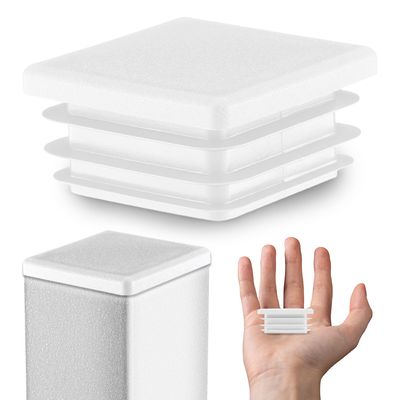 EMFA Ribbed Plugs 30 x 30 mm White for Square Tubes, 10-Pack