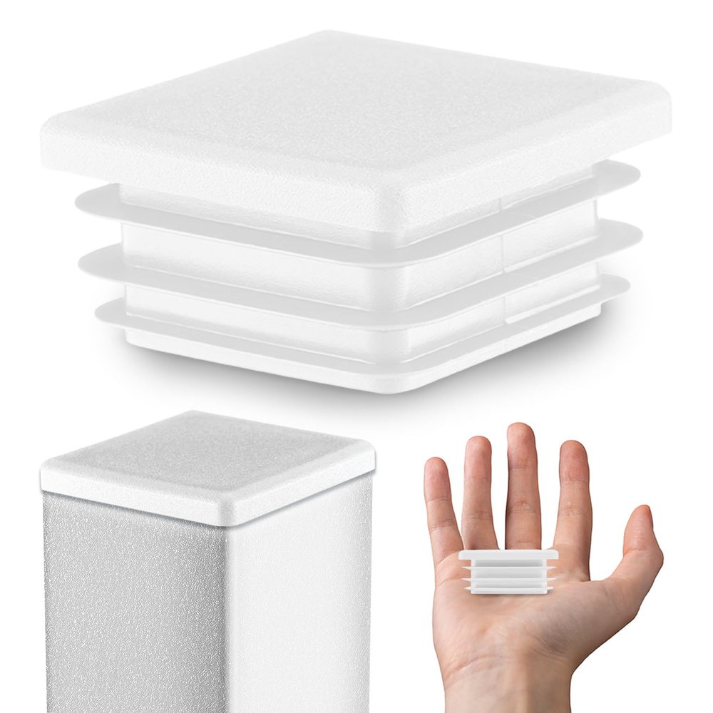 EMFA Ribbed Plugs 30 x 30 mm White for Square Tubes, 10-Pack