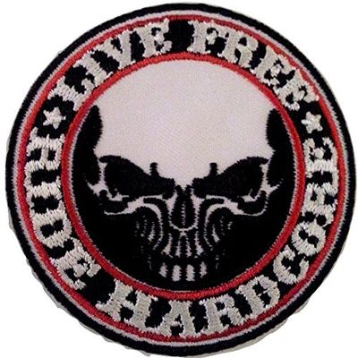 Biker Live Free Embroidered Iron-On Patch, 8 cm