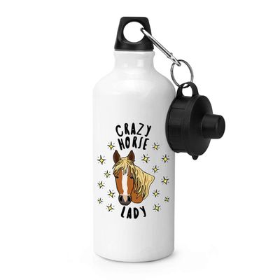 Gift Base Sports Water Bottle for Horse Lovers, "Crazy Horse Lady"