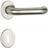 U-Shape Door Handle Set PS-TEC 01, Round Roses, BB Keyhole, Satin Stainless Steel, Door Thickness 36–45 mm, 8 mm Spindle view 1