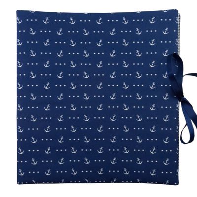 bettina bruder A4 Project Folder – 30 Clear Sleeves, Blue-and-White Anchor Print, Vichy Check Interior