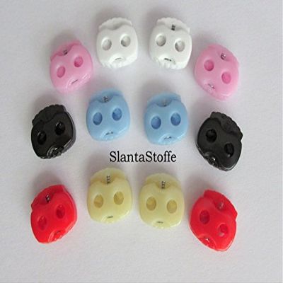 Slantastoffe 10x 2-Hole Cord Locks, Pink, White, Black, Light Blue, Red, Beige, Free Color Choice (Pink)