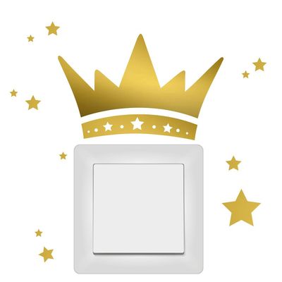 Light Switch Sticker “Little Crown with Stars” by Wandtattoo-Loft, 30 Colors, Light Green