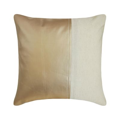 The HomeCentric Better Half Antique Gold Leather Pillow Cover, 55 x 55 cm