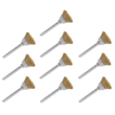 10 Brass Cup Brushes, 15 mm, for Dremel and Proxxon Tools