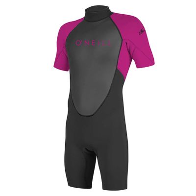 O'Neill Girls' Youth Reactor II 2mm Back-Zip Spring Wetsuit, Black (Berry), 14