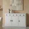 IDIMEX Paris Solid Pine Sideboard in White with 3 Doors and 3 Drawers view 2
