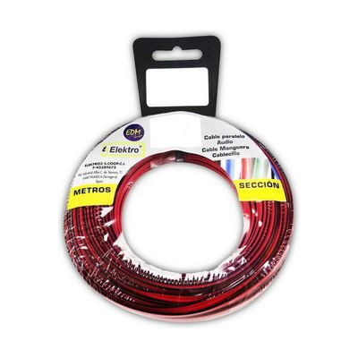 EDM Parallel Cable Reel, 2 x 1.5 mm, Red/Black, 15 m (Audio)