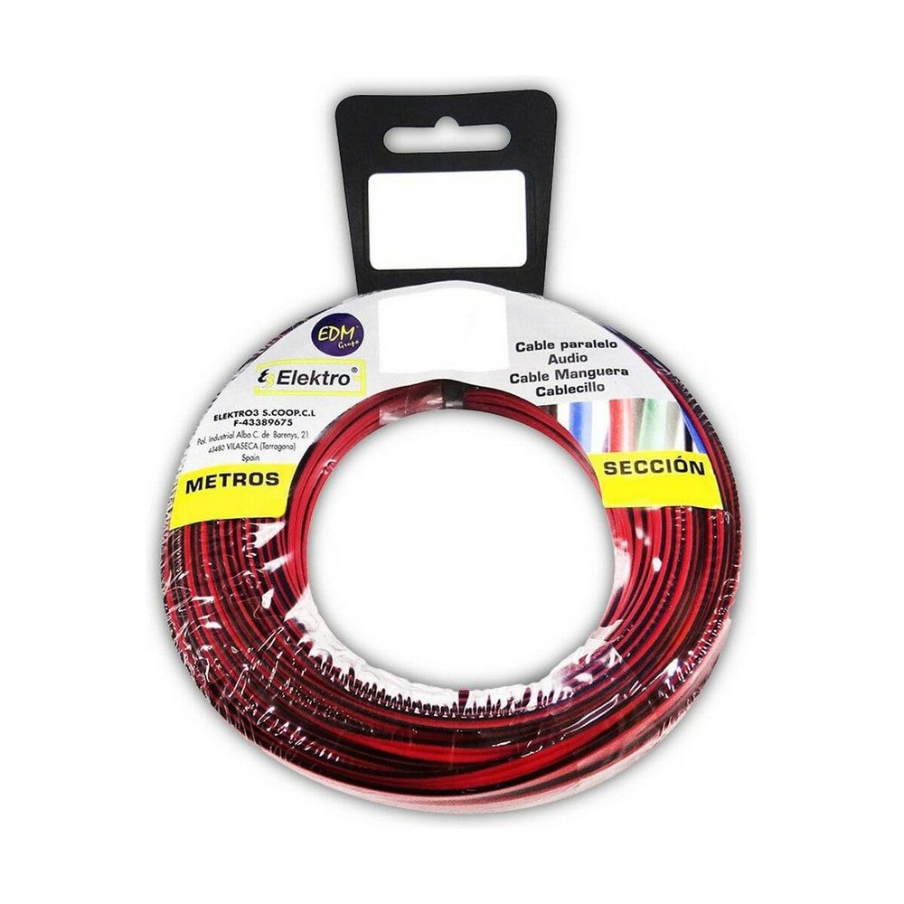 EDM Parallel Cable Reel, 2 x 1.5 mm, Red/Black, 15 m (Audio)