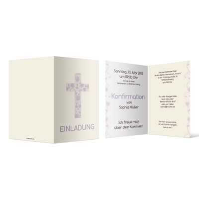40 Confirmation Invitation Cards – Rose Cross