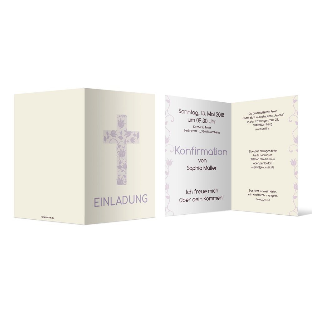 40 Confirmation Invitation Cards – Rose Cross