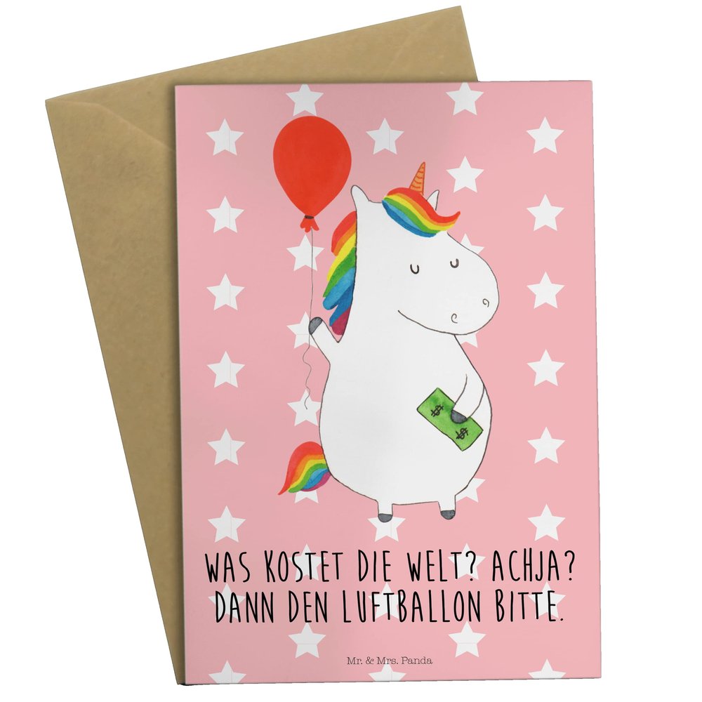 Mr. & Mrs. Panda Baby Card Unicorn with Balloon