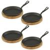 GVK ECO Forged Iron Serving Pans, Curved Hook Handles, 28 cm, Set of 4 with Boards view 1