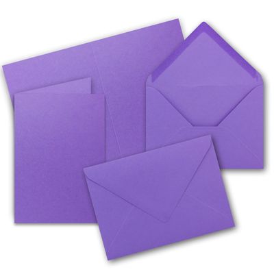 40 Folded Card & Envelope Sets, DIN A6/C6, Violet