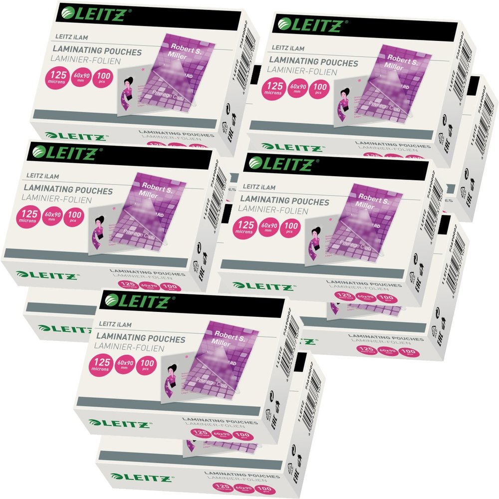 Leitz 7369 Laminating Pouches, Business Card, 60 x 90 mm, 125 Micron, 1,000 Pieces