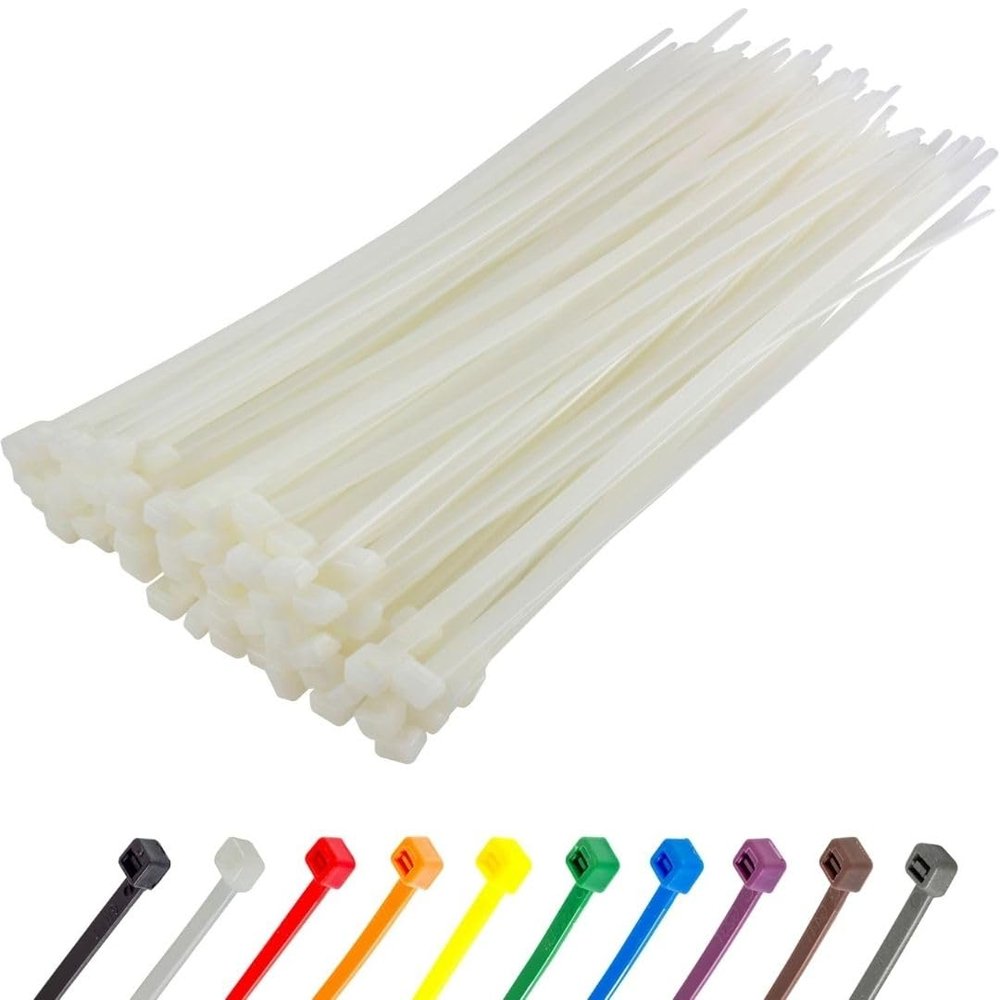 Gocableties White Cable Ties, 100 Pack, 300 x 7.6 mm, UV-Resistant