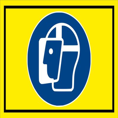 Melis-Folienwerkstatt Face Protection Must Be Used Sign, DIN ISO 7010 / ASR A1.3, 15 x 10 cm, S00361-025-C, 20 Variants