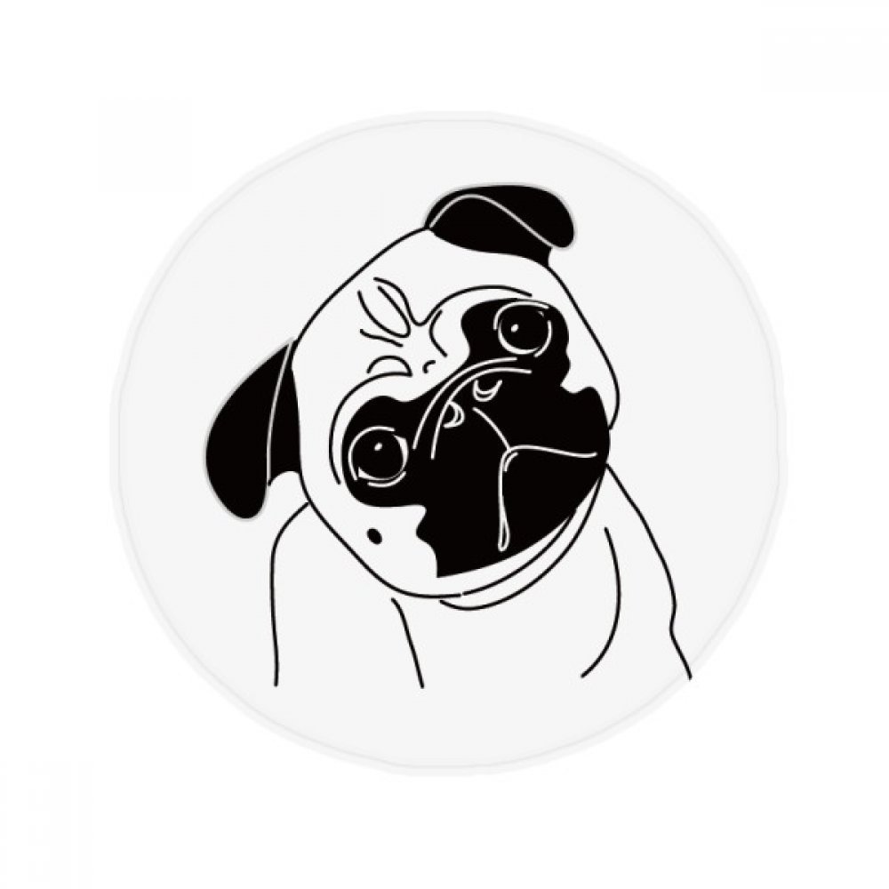 DIYthinker Black Cartoon Dog Illustration Pattern Non-Slip Round Floor Mat, 80 cm