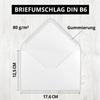 25 Bright White Letter Envelopes – 80 gsm – DIN B6, 12.5 x 17.6 cm – Gummed, No Window view 2