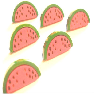 Set of 6 Buttons: Watermelon Red/Green 20 mm