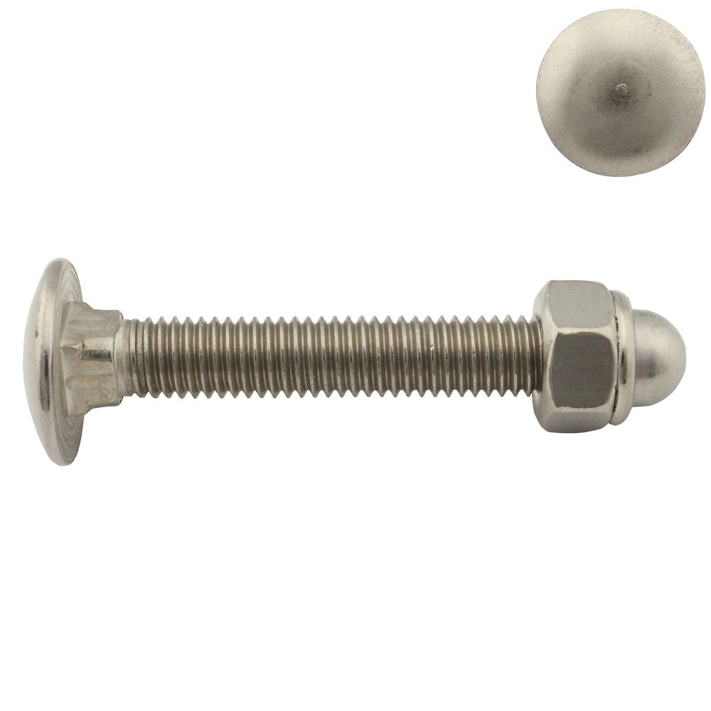 M8 x 110 Flat Round-Head Carriage Bolts with Self-Locking Cap Nuts, A2 Stainless Steel, 10-Pack