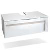 Vladon Aloha V2 Bathroom Vanity Cabinet, Made in Germany, Matte White Body, High-Gloss White Fronts with Sand Gray Accents view 1