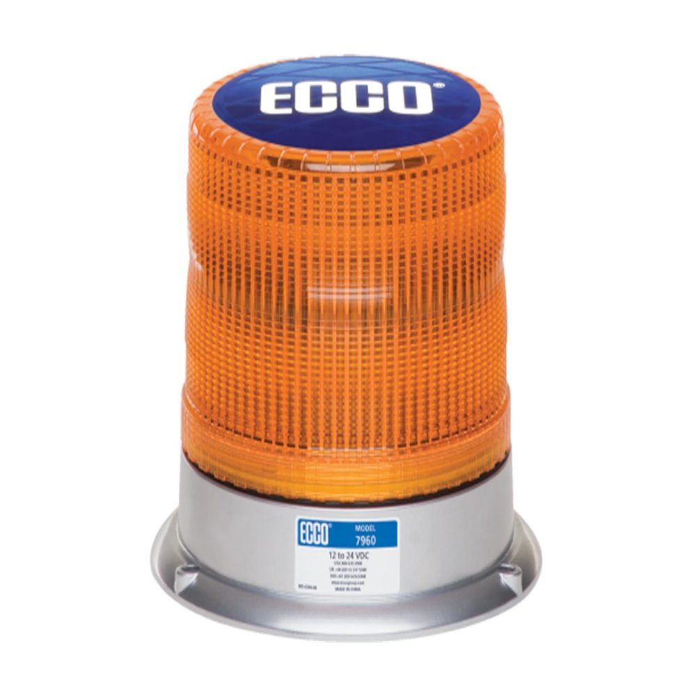 Ecco Safety Group 7960A-VM LED Beacon: Pulse, 12–24 VDC, Vacuum Magnetic Mount, Amber Lens