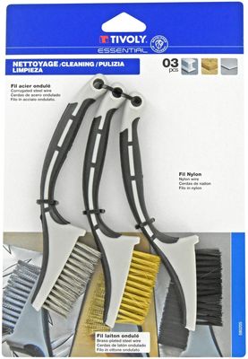 tivoly XT20252580205 Mini Hand Brushes for Cleaning and Stripping, Gray, 3-Piece Set