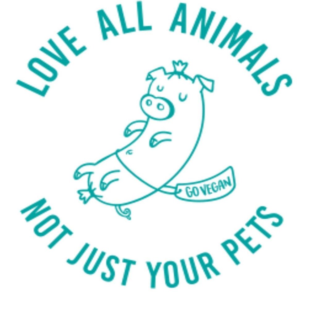 CLICKANDPRINT "Love All Animals—not just Your Pets" Wall Sticker, 210 x 29.4 cm, Turquoise