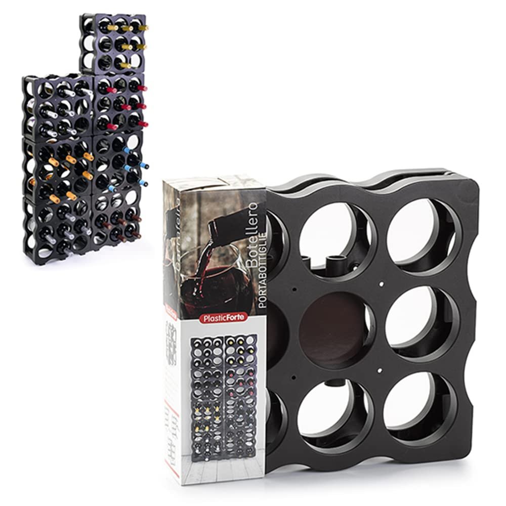 Viscio Trading 179621 Modular Bottle Rack, 9 Compartments, Anthracite, 34.5 x 36 x 17 cm