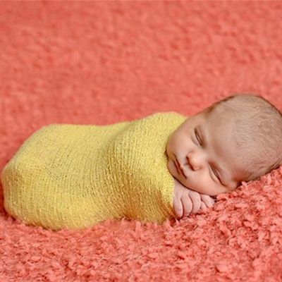 Amorar Newborn Photography Wrap, Cotton Ripple Wrap Blanket, 150 x 40 cm, Yellow
