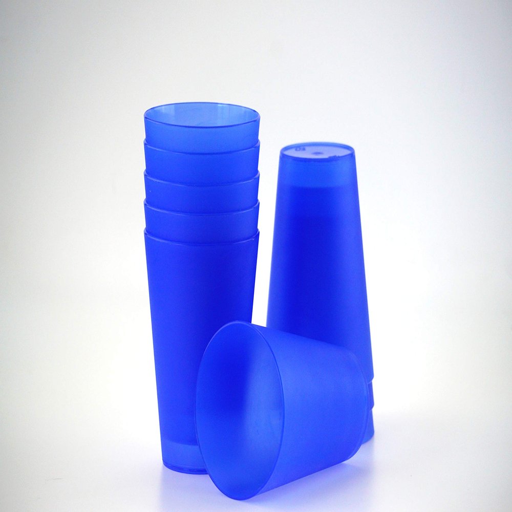 S&S-Shop 100 Blue Plastic Drinking Cups, 0.4 L - Reusable Party Cups