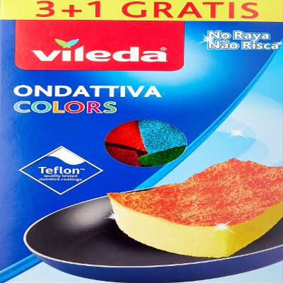 Vileda Colors Scrub Sponges, Green, Regular, 4-Pack
