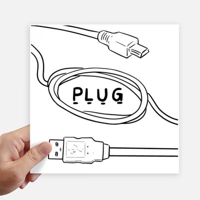 DIYthinker USB Plug Cord Hand-Drawn Stickers, 4-Piece Set, 20 x 20 cm, Multicolor
