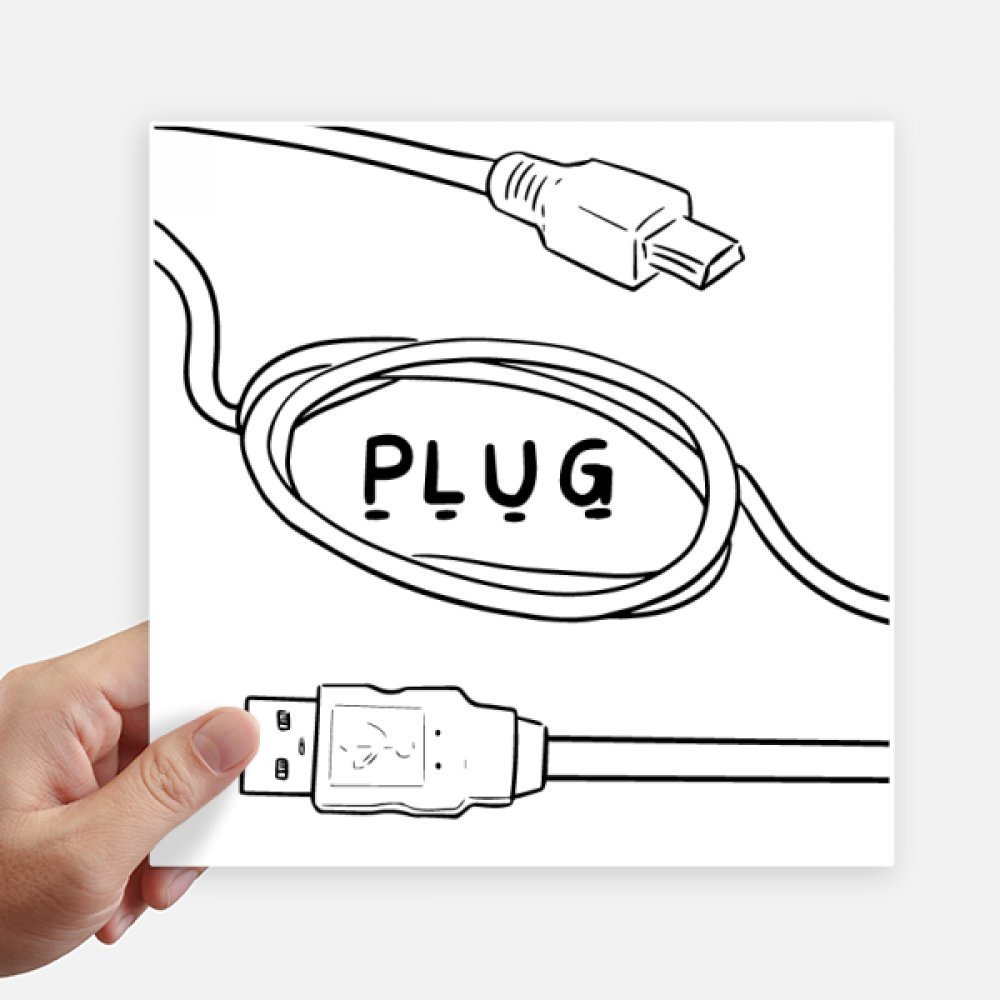 DIYthinker USB Plug Cord Hand-Drawn Stickers, 4-Piece Set, 20 x 20 cm, Multicolor