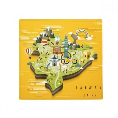 DIYthinker Taipei Travel Map China Anti-Slip Floor Pet Mat for Home and Kitchen, 80 x 80 cm, Multicolor