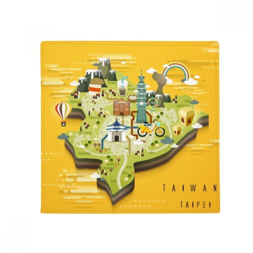 DIYthinker Taipei Travel Map China Anti-Slip Floor Pet Mat for Home and Kitchen, 80 x 80 cm, Multicolor