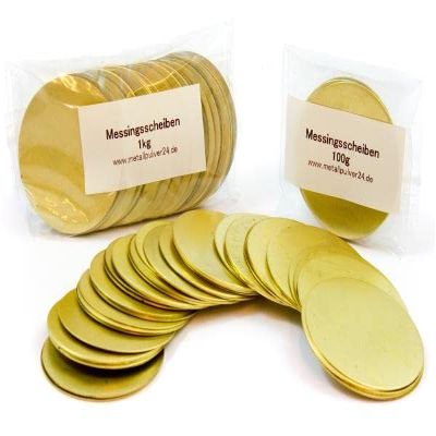 Metal Powder 24 Brass Discs, Weight 100 g, Diameter 52 mm, Thickness 0.5 mm