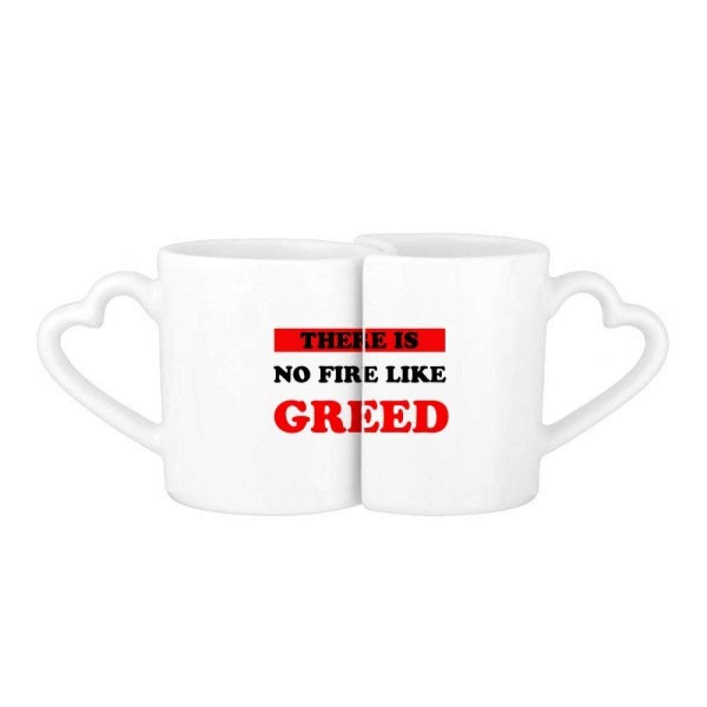 DIYthinker "No Fire Like Greed" Buddha Quote Love Couple Mug Set, White Ceramic Bowl with Handles, Gift, Multicolor
