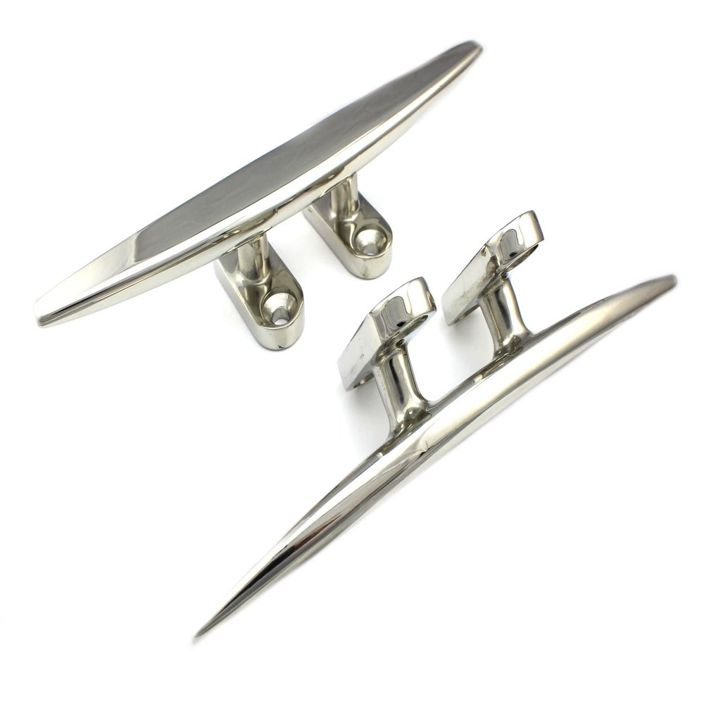 200 mm Flat Mooring Cleat, 4-Hole, V4A Stainless Steel