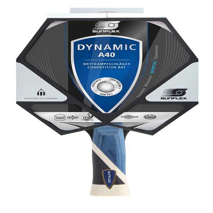 Sunflex Dynamic A40 Table Tennis Racket, Multicolor, ITTF-Certified Shogun Rubber