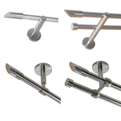 BASIT 16 mm Stainless Steel Curtain Rod, Double Track, Wall-Mounted, 120 cm, H20