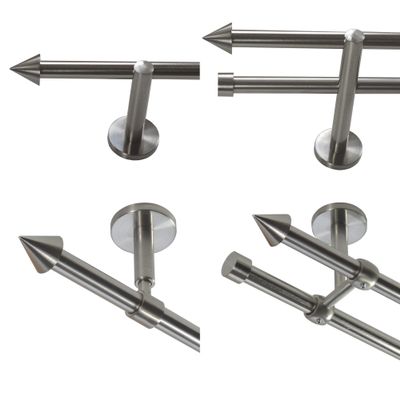 BASIT 16 mm Stainless Steel Double Curtain Rod, Ceiling-Mounted, 320 cm, D21